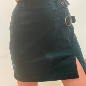 Forever 21 Green Corduroy Mini Skirt with Slit